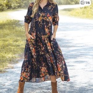 Natural Life Rebecca Floral Tiered Midi Dress